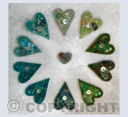 Green and blue hearts