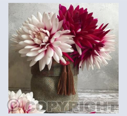 Fabric vase with Dahlias