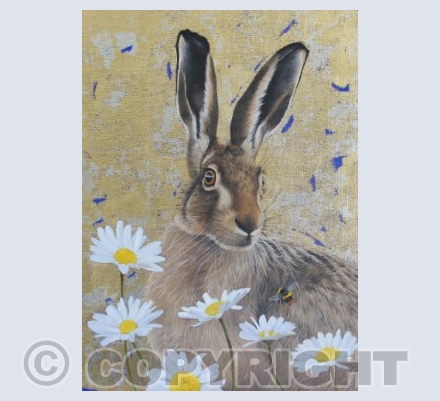 Hare,daisies & bumblebee