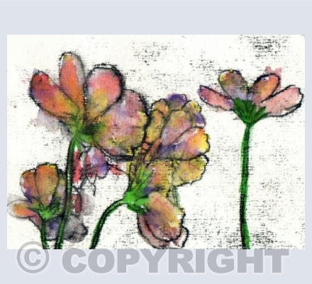 Mono Print Inky Flowers