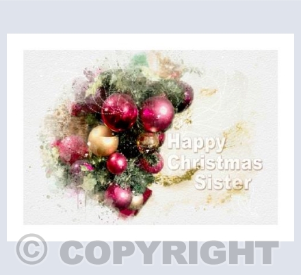 Baubles Watercolour Christmas Sister