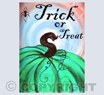 T or T Halloween green pumpkin 