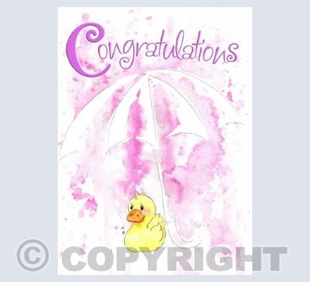 Umbrella and duckling in baby pink 