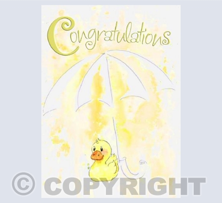 Umbrella and duckling in baby lemon 