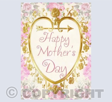 Mother's Day card with pink florals and hearts 