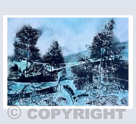 Blue Landscape Collagraph