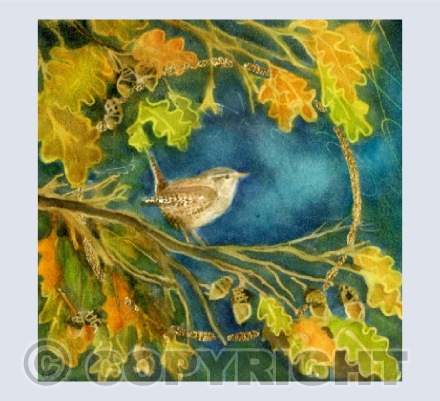 Wren in the Oak leaves