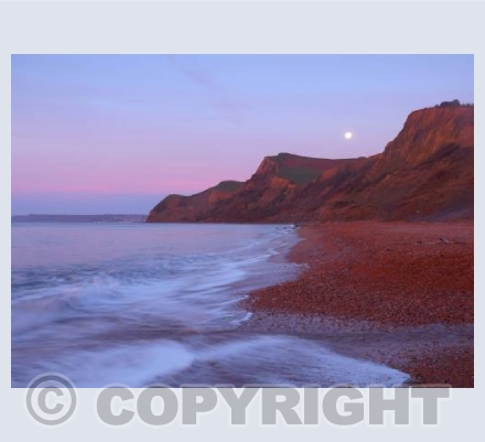 Moon Set at Eype Beach