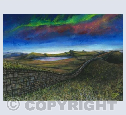 Northern lights over Hadrian's Wall