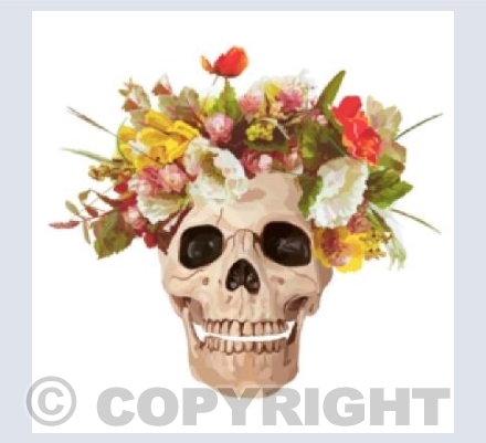 Skull and flowers