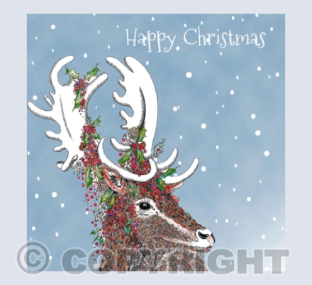 Festive Stag Happy Christmas