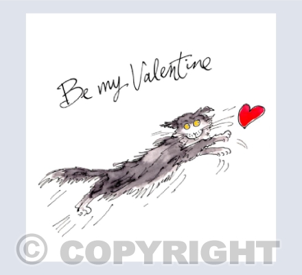 Jumping cat with heart - Be my Valentine