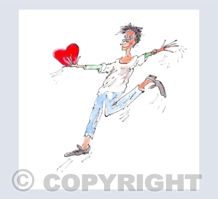 Man leaping with heart - No message