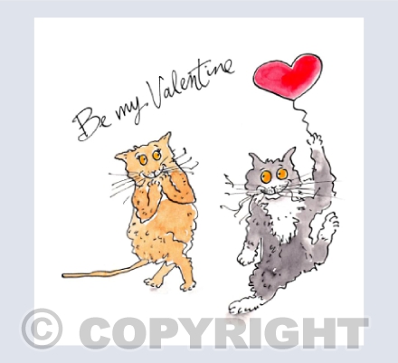 Tom cat and coy Burmese cat - Be my Valentine