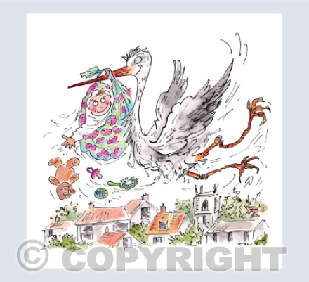 Storky and baby flyby - New Baby