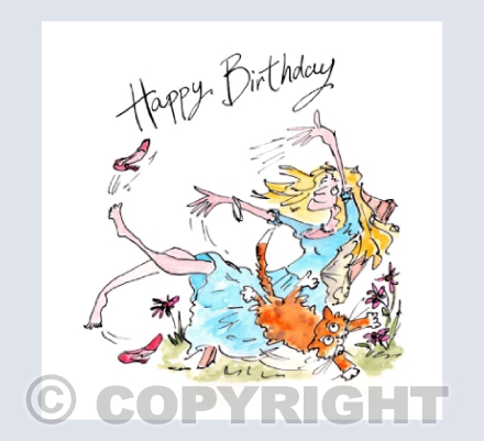 Girl with ginger tom - Happy Birthday