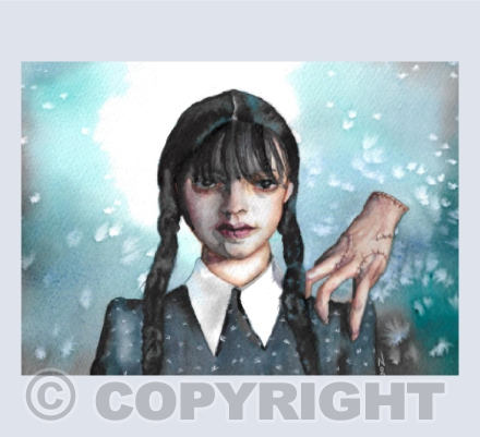 Wednesday & Thing rectangle greetings card