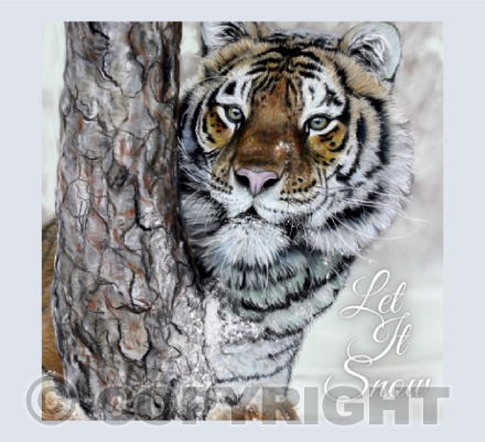 Christmas Edition - Playing In The Snow - A Tiger Painting