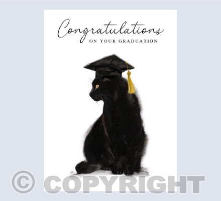 Black Cat - Graduation Card