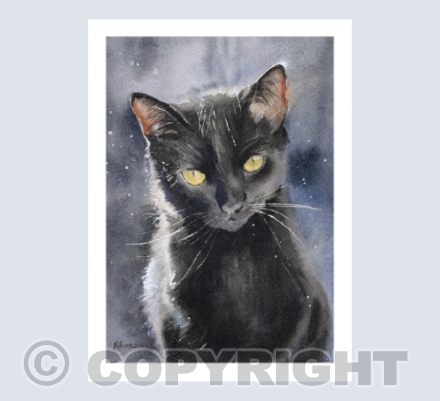 'Rosie' - Watercolour Black Cat