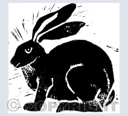 Sitting Hare Linocut