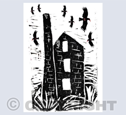 Cornish Engine House and Choughs