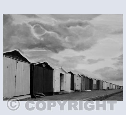 Beach Huts in black and white