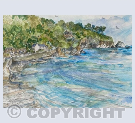 Lee Bay , watercolour 