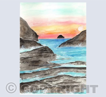 Trebarwith Strand at sunset 