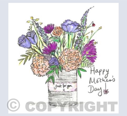 Purple tin can posy for Mother's Day
