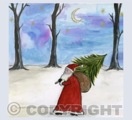 Father Christmas in the twilight woods 