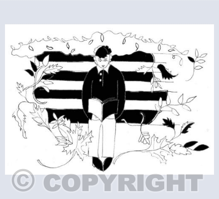 Boy on a park bench