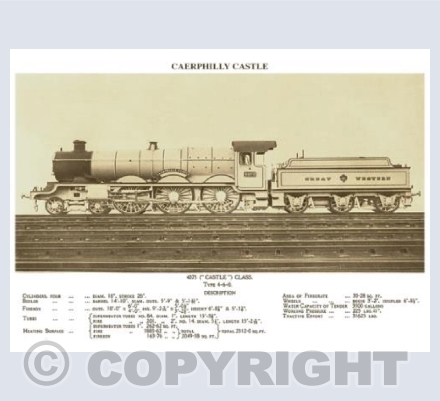 Caerphilly Castle. 4073 ("Castle Class"). Type 4-6-0