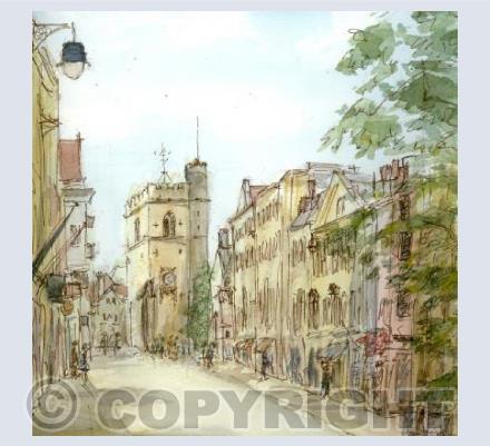 Oxford High Street and Carfax Tower card