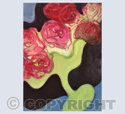 Roses in Green Pot