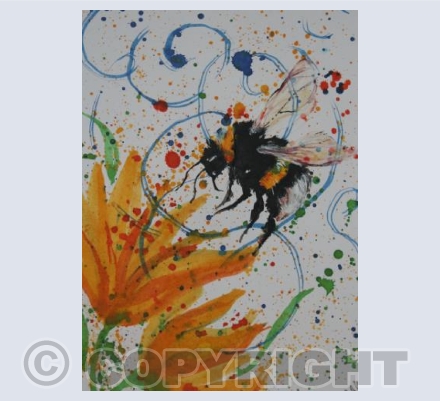 Busy bee on yellow flower