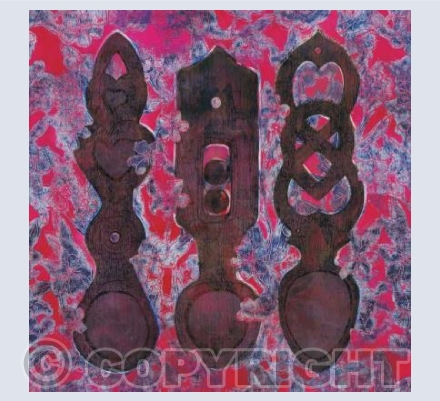 Love Spoons on Magenta Wallpaper