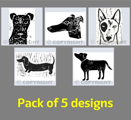 Lino Print Dogs by Jane Adams